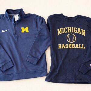 Michigan Wolverines Youth Bundle Nike Quarter Zip + Champion Michigan Baseball T